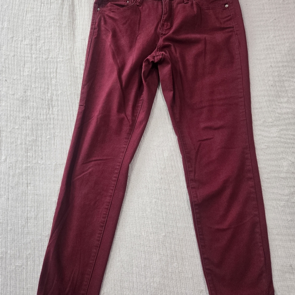 Signature Studio Women's Skinny Jeans in Burgundy